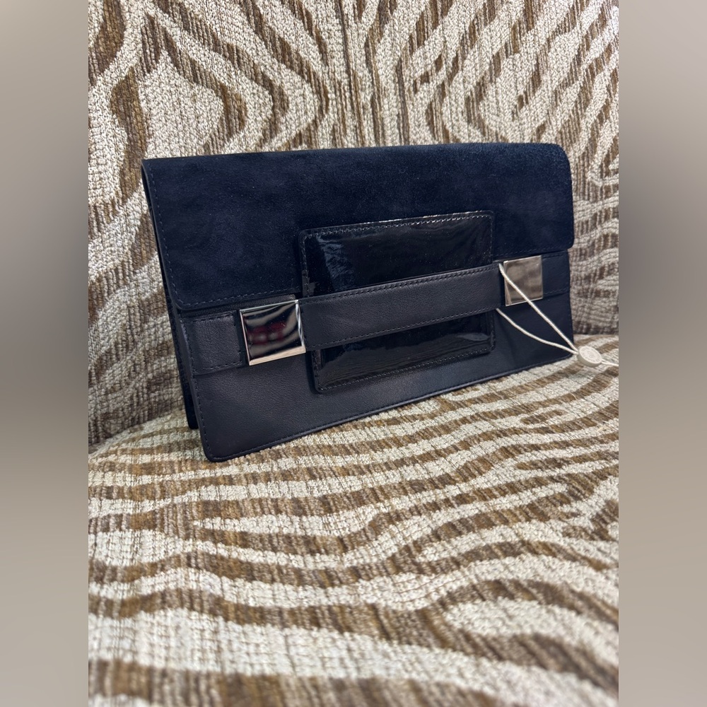Delvaux “Madame Pochette” Clutch — Leather, Suede & Patent Fusion